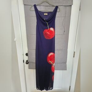MUMA WORLD Navy Maxi Dress with Cherry Design